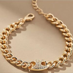 SINGLE POP TAB CHAIN BRACELET gold plated Stainless Steel | NWOT